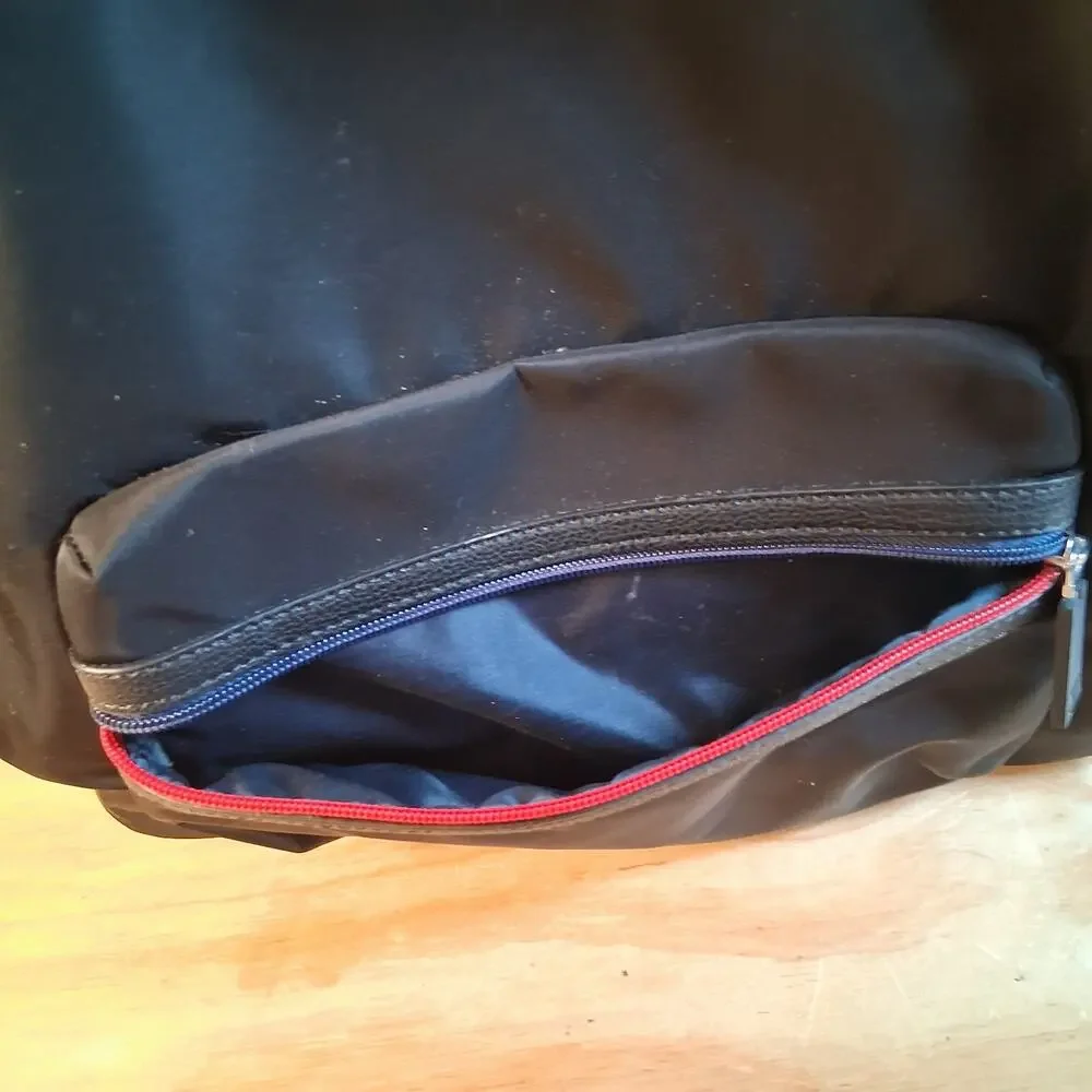 Tommy Hilfiger Backpack Bookbag School Bag Black Nylon Logo Zipper Pockets NWOT